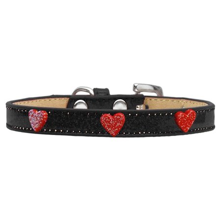 MIRAGE PET PRODUCTS Red Glitter Heart Widget Ice Cream Dog CollarBlack Size 18 633-12 BK18